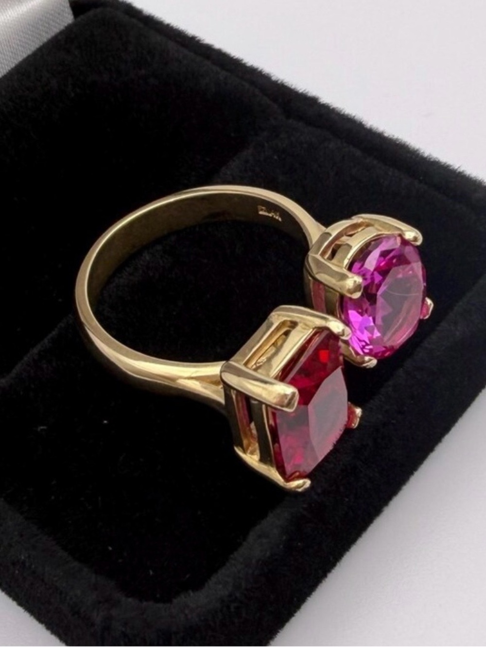 14k Gold Adjustable Ruby and Pink Sapphire Negative Space